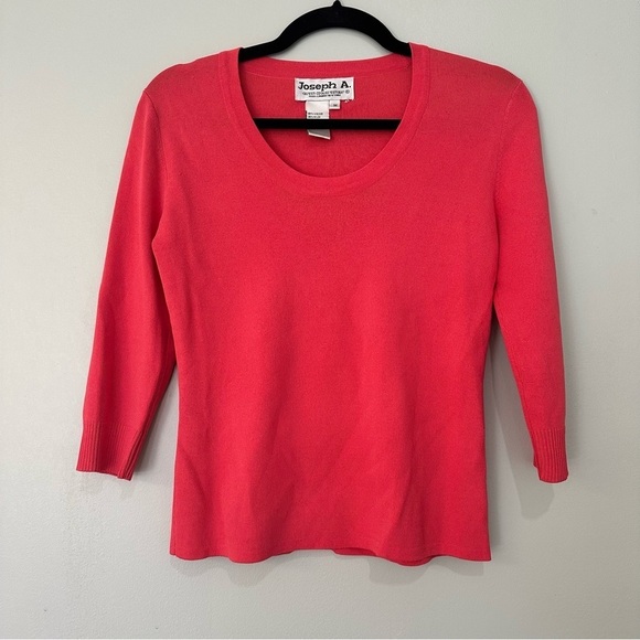 Joseph A Tops - Joseph A Viscose Top Quarter Length Sleeve Coral Pink Size Medium Scoop Neck